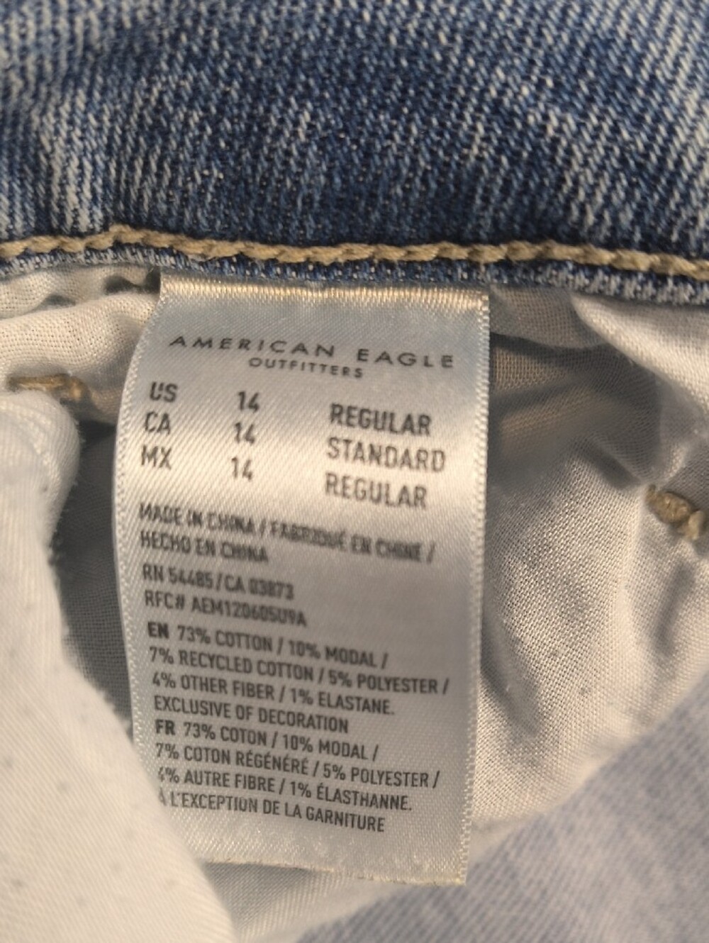 Mom Straight w/27.5" Inseam American Eagle Stretch Size 14 Womens Jeans - Picture 5 of 7